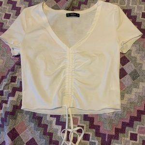 White crop top tee